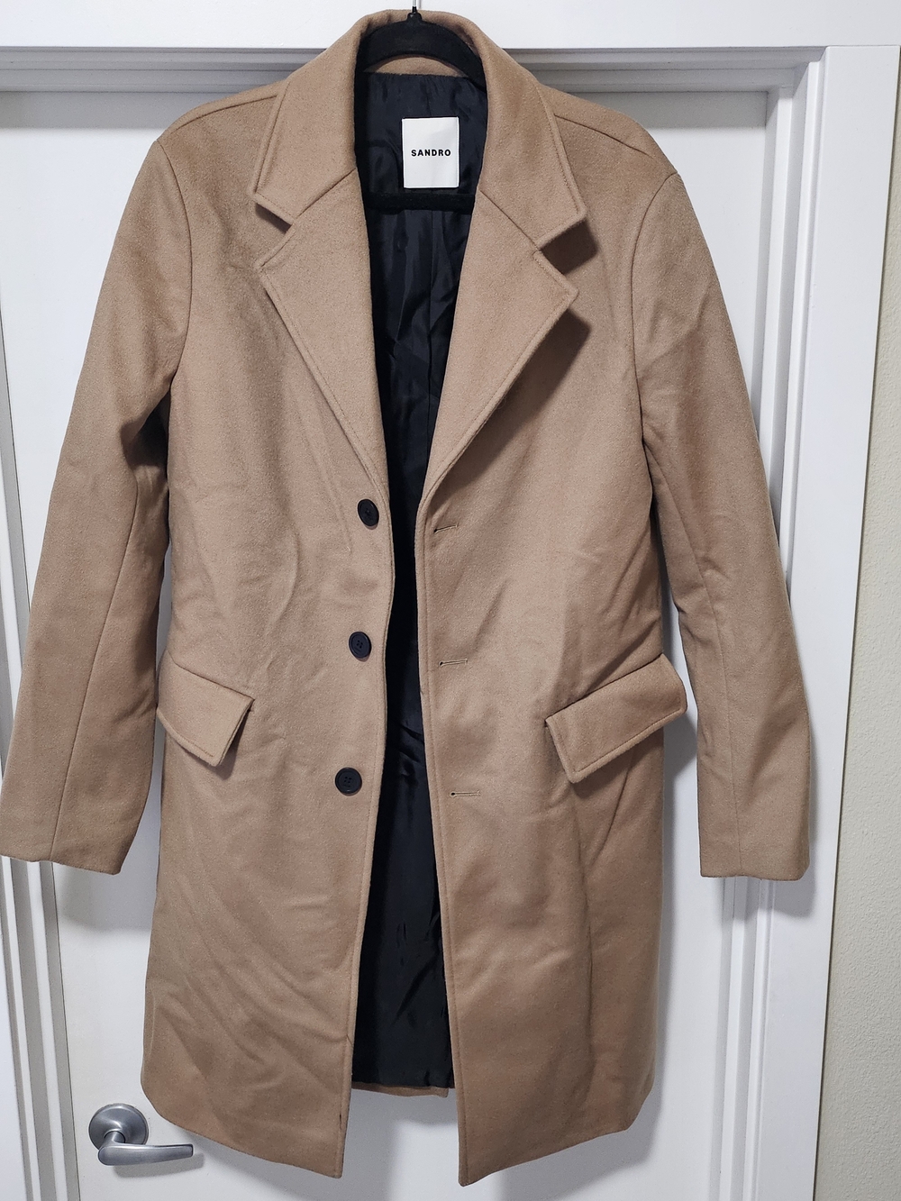 Sandro Men's Camel Wool-Blend Overcoat